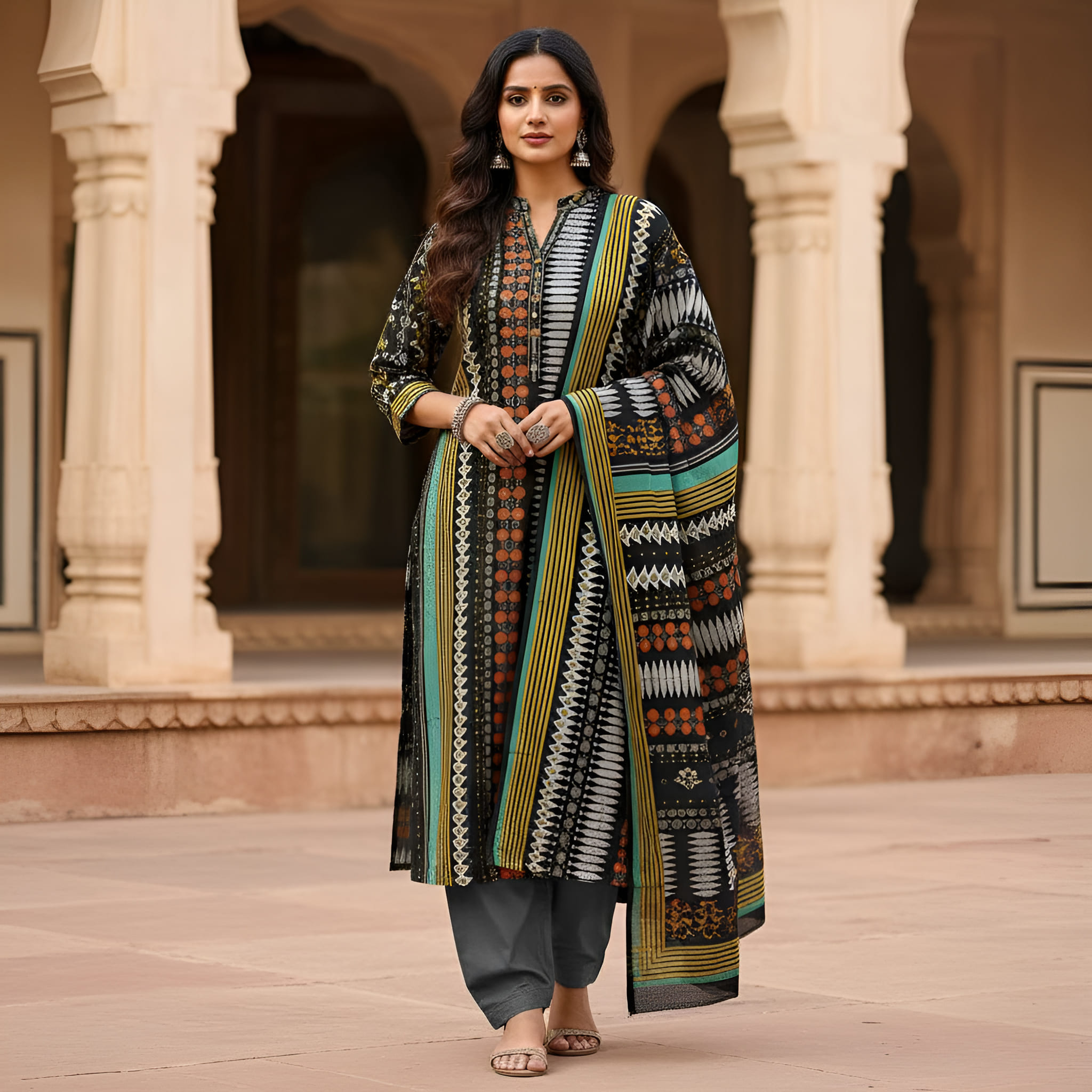 chanderi cotton suit